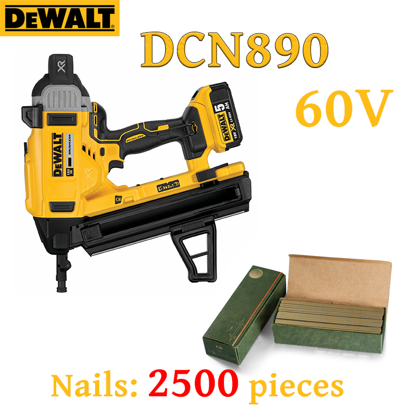 DEWALT DCN890-SJ Pistol de unghii electric fără perii, baterie cu litiu 60V (2500 cuie gratuite)