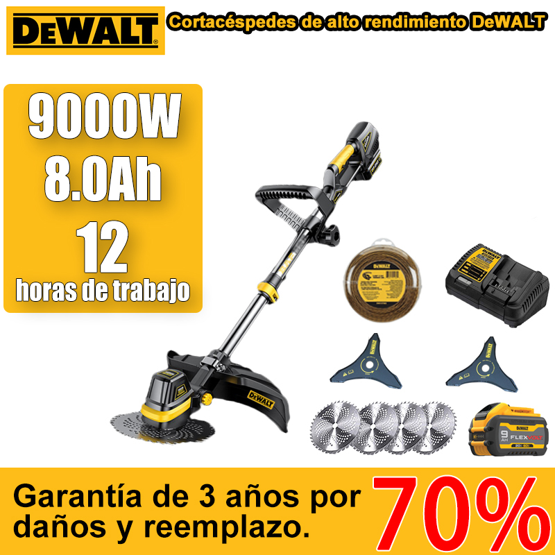 [DEWALT] Cortacésped eléctrico de litio de alto rendimiento + juego completo de accesorios + batería de litio de 9000W + 8,0Ah, que se puede utilizar durante 12 horas con una sola carga. Accesorios: (batería de litio de 8,0 Ah*1+cargador rápido*1+cuerda para cortar césped*1+hoja de acero al manganeso*4+hoja de doble filo*4)